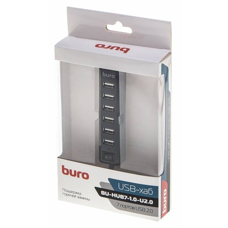 Картридер/USB-хаб Buro BU-HUB7-1.0-U2.0