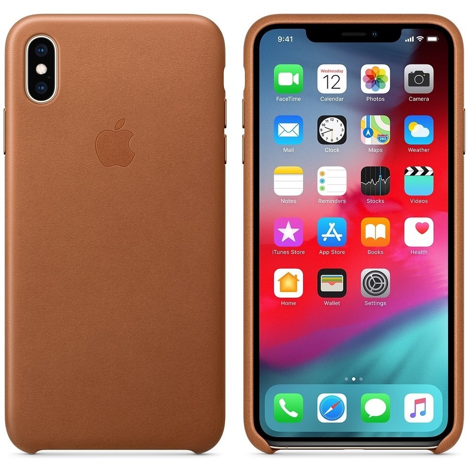 Чехол Apple Leather Case for iPhone XS Max (белый)