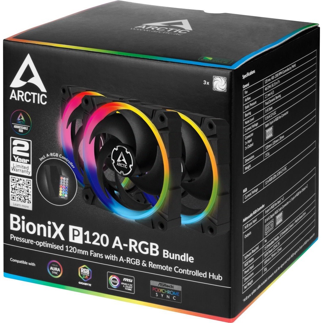 Система охлаждения ARCTIC BioniX P120 A-RGB 3 Casefans + Controller