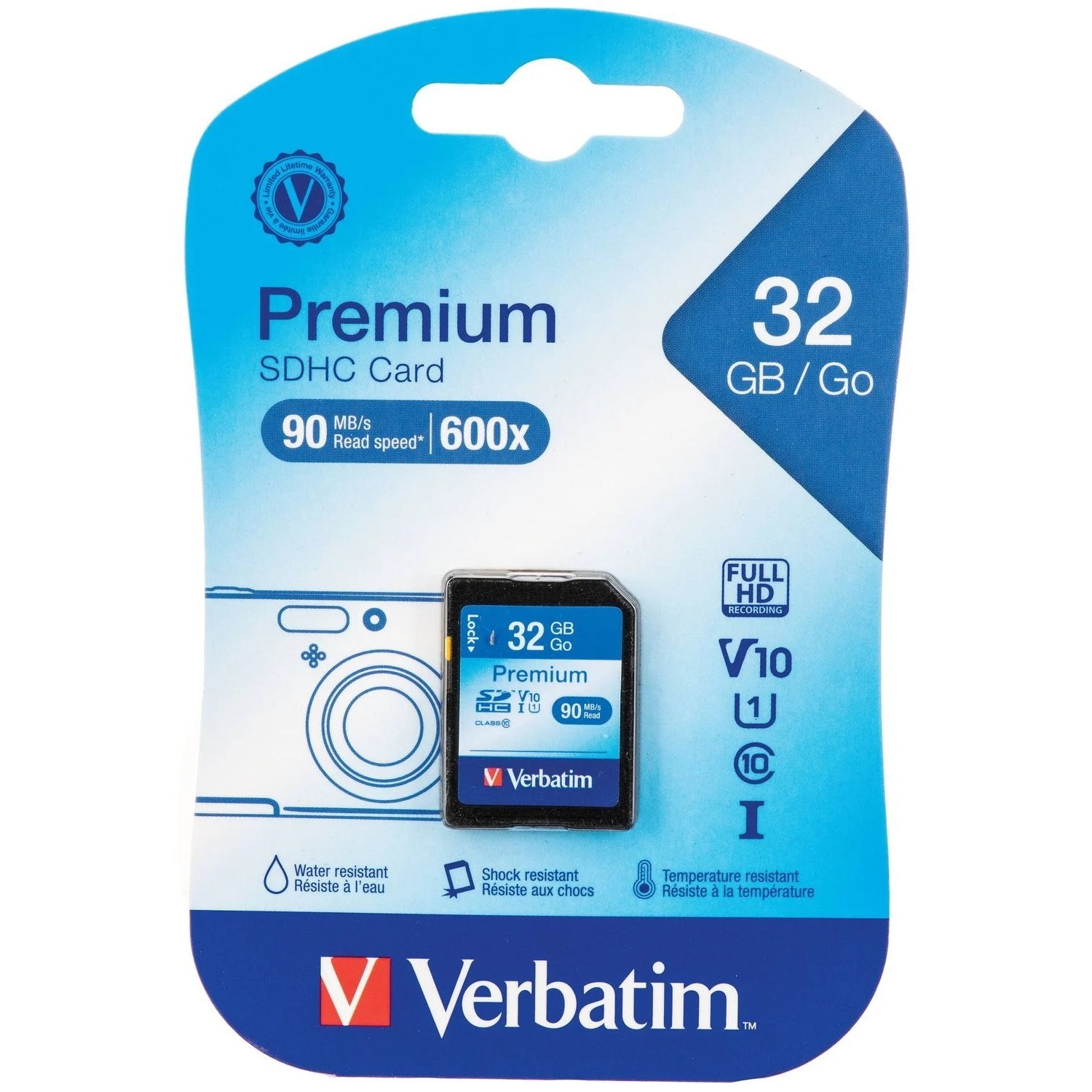 Карты памяти Verbatim Premium SDHC UHS-I V10 U1 Class 10 4Gb