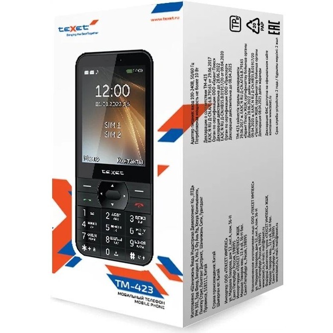 Мобильные телефоны Texet TM-423
