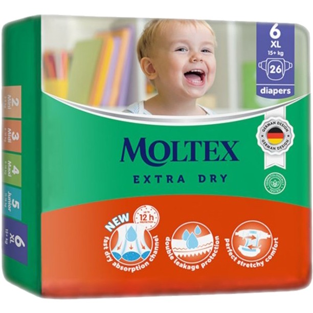 Подгузники (памперсы) Moltex Extra Dry 6 / 26 pcs