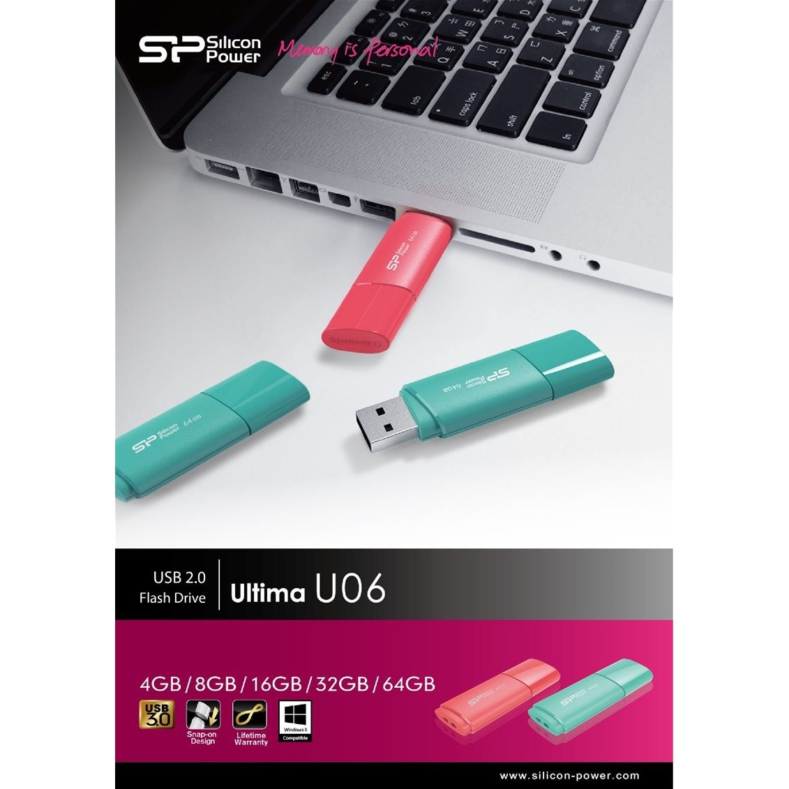 USB Flash (флешка) Silicon Power Ultima U06 32Gb (бирюзовый)