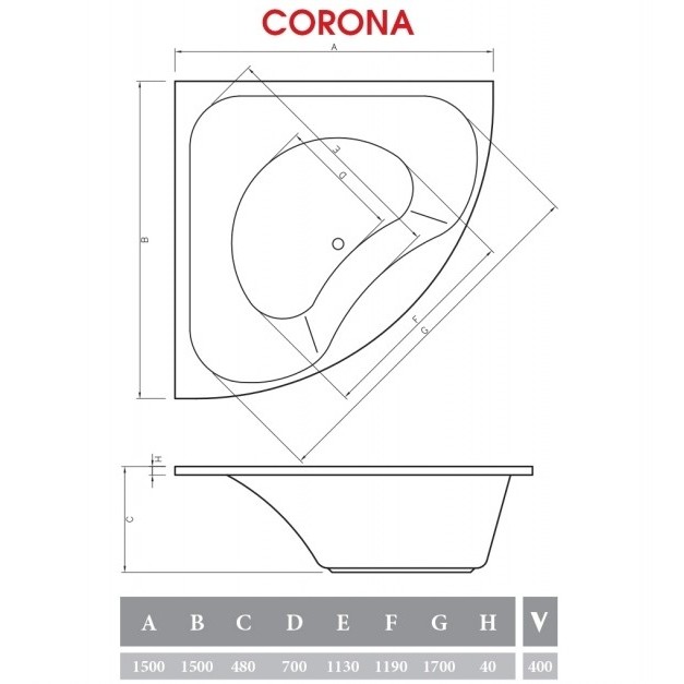 Ванна Alpen Corona 150x150