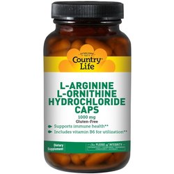 Аминокислоты Country Life L-Arginine/L-Ornithine Hydrochloride 180 cap