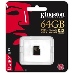 Карта памяти Kingston Gold microSDXC UHS-I U3 64Gb