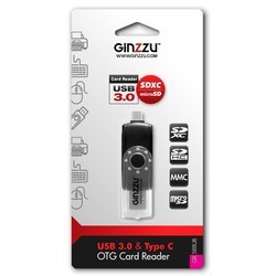 Картридер/USB-хаб Ginzzu GR-588UB