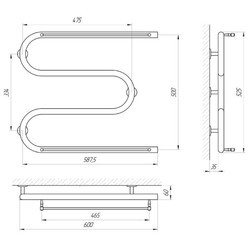 Полотенцесушитель LARIS Zmeevik 25 Shelf 600x500