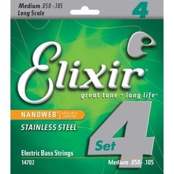 Струны Elixir Bass Stainless Steel Nanoweb 50-105