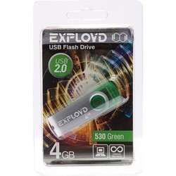 USB Flash (флешка) EXPLOYD 530 4Gb (зеленый)