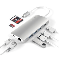 Картридер/USB-хаб Satechi Type-C Multi-Port Adapter 4K with Ethernet V2 (серебристый)