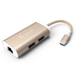 Картридер/USB-хаб ADAM Elements CASA Hub eC301 3 port USB-C to Lan Hub (золотистый)