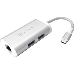 Картридер/USB-хаб ADAM Elements CASA Hub eC301 3 port USB-C to Lan Hub (серебристый)