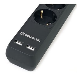 Сетевой фильтр / удлинитель REAL-EL RS-6 Protect USB 5m