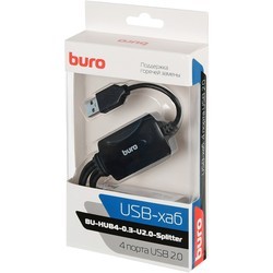 Картридер/USB-хаб Buro BU-HUB4-0.3-U2.0-Splitter