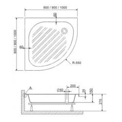 Душевой поддон RGW BP/CL-S 90x90x150