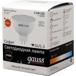 Лампочка Gauss LED ELEMENTARY MR16 5.5W 4100K GU5.3 13526T 3pcs