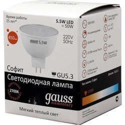 Лампочка Gauss LED ELEMENTARY MR16 5.5W 6500K GU5.3 13536