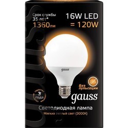 Лампочка Gauss LED G95 16W 3000K E27 105102116