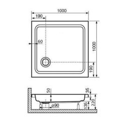 Душевой поддон RGW Style-KV 90x90x22