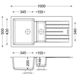 Кухонная мойка APELL Pietra Plus PTPL1002