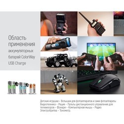 Аккумуляторная батарейка ColorWay 2xAA 1200 mAh USB