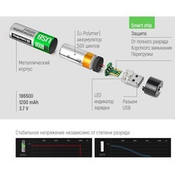 Аккумуляторная батарейка ColorWay 2x18650 1200 mAh USB