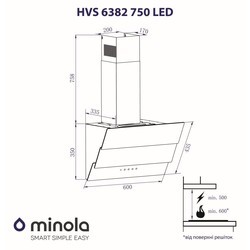 Вытяжка Minola HVS 6642 BL 1000 LED