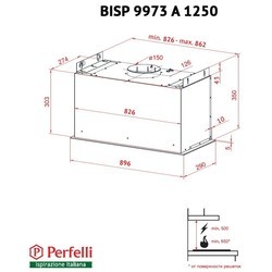 Вытяжка Perfelli BISP 9973 A 1250 BL LED Strip