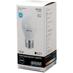 Лампочка Gauss LED ELEMENTARY G45 8W 4100K E27 53228