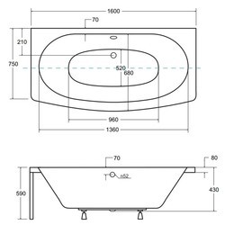Ванна Besco Telimena 160x75