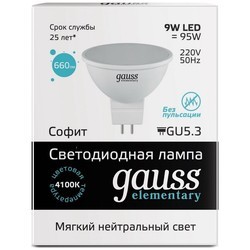 Лампочка Gauss LED ELEMENTARY MR16 3.5W 4100K GU5.3 13524 10pcs
