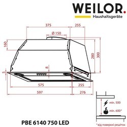 Вытяжка Weilor PBE 6140 SS 750 LED
