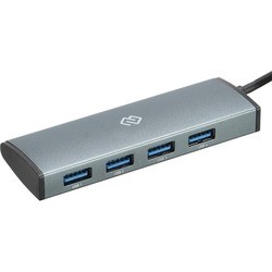 Картридер/USB-хаб Digma HUB-4U3.0-UC (серый)