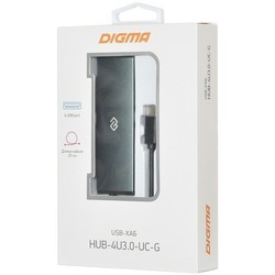 Картридер/USB-хаб Digma HUB-4U3.0-UC (серебристый)