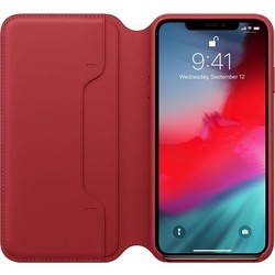 Чехол Apple Leather Folio for iPhone XS Max (красный)