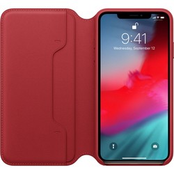 Чехол Apple Leather Folio for iPhone XS Max (красный)