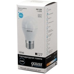 Лампочка Gauss LED Elementary G45 7W 4100K E27 53227T 3pcs