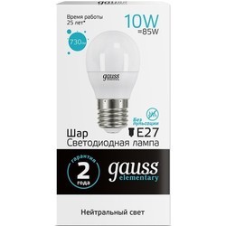 Лампочка Gauss LED Elementary G45 7W 4100K E27 53227T 3pcs