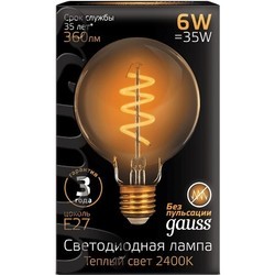 Лампочка Gauss LED G95 6W 2400K E27 105802007