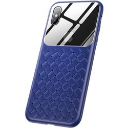 Чехол BASEUS Glass And Weaving Case for iPhone X/Xs (синий)