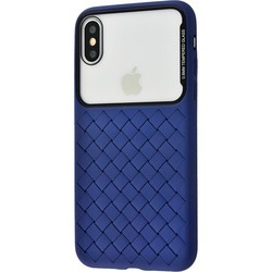 Чехол BASEUS Glass And Weaving Case for iPhone X/Xs (синий)