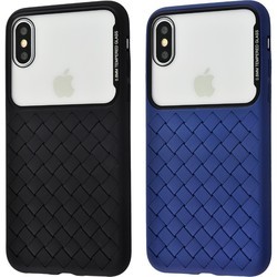 Чехол BASEUS Glass And Weaving Case for iPhone X/Xs (синий)