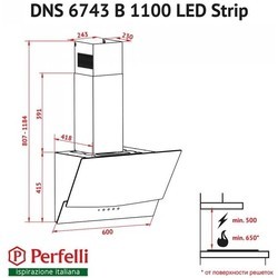 Вытяжка Perfelli DNS 6743 B 1100 BL LED Strip