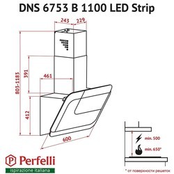 Вытяжка Perfelli DNS 6753 B 1100 WH/BL LED Strip