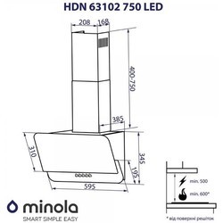 Вытяжка Minola HDN 63102 BL 750 LED