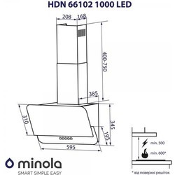 Вытяжка Minola HDN 66102 BL 1000 LED