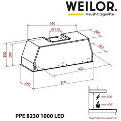 Вытяжка Weilor PPE 8230 SS 1000 LED