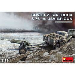 Сборная модель MiniArt Soviet 2T 6x4 Truck and 76-mm USV-BR Gun (1:35)