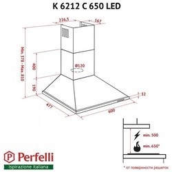 Вытяжка Perfelli K 6212 C INOX 650 LED